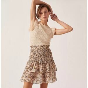 Current Air Anthropologie Ruffle Crewneck Mini Sweater Dress Size Small